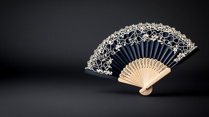Elegant fan display artistic studio photography minimalist environment close-up view cultural heritage concept