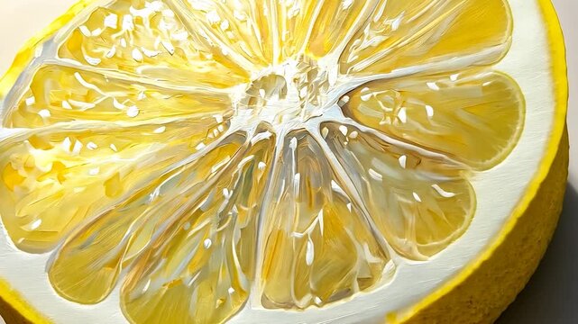 Close-up of a vibrant, detailed lemon slice