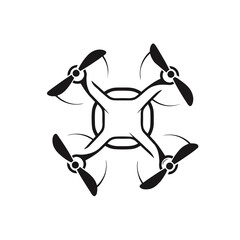 Top View Drone Logo With Abstract Propeller Blades, Clean Shapes