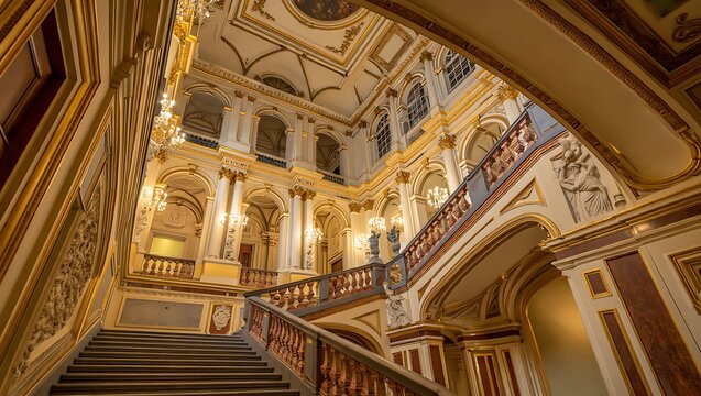 Grand Staircase in Vienna State Opera Austria with Ornate Details and Architectural Beauty Featuring Baroque Design and Luxurious Decoration Reflecting Cultural Heritage