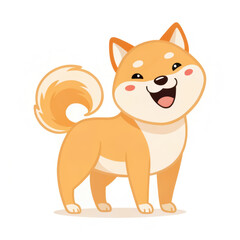Cute cartoon Shiba Inu dog with a happy expression and a fluffy tail.
