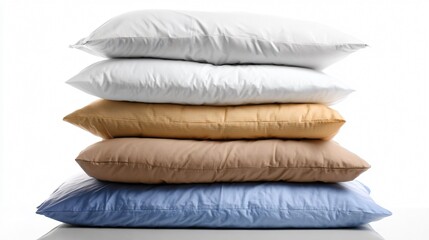 Luxurious Stack of Pillows on White Background - Home Decor Interior Design Concept