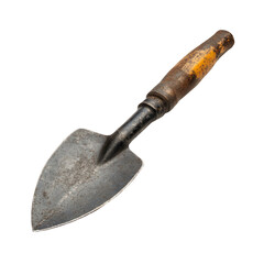 Old Garden Trowel Rustic Tool Gardening Equipment Weathered Metal Handle isolated on transparent background cutout