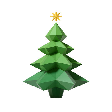 A 'low poly' 3D Christmas tree.