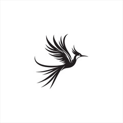 Majestic Greater Bird-of-Paradise Silhouette Vector Art – Exotic Tropical Bird with Flowing Tail Plumes, Minimal Black Outline Perfect for Wildlife Themes, Nature Logos, and Decorative Ornamental Prin