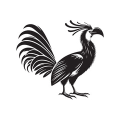 Exotic Hoatzin Silhouette Vector Art – Unique Tropical Bird with Distinctive Crest and Long Tail, Minimal Black Outline Perfect for Rainforest Wildlife Themes, Nature Logos, and Decorative Prints
