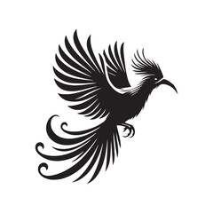 Exotic Hoatzin Silhouette Vector Art – Unique Tropical Bird with Distinctive Crest and Long Tail, Minimal Black Outline Perfect for Rainforest Wildlife Themes, Nature Logos, and Decorative Prints
