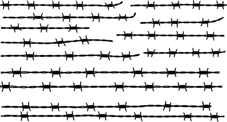 barbed wire logo icon silhouette collection vector art illustration
