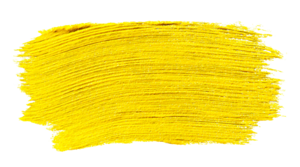 Textured yellow paint stroke with visible brush marks and glitter particles