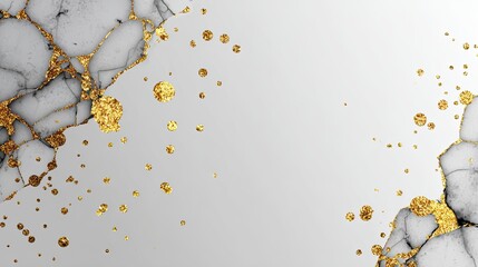 Abstract art background with gray marble effect and gold accents