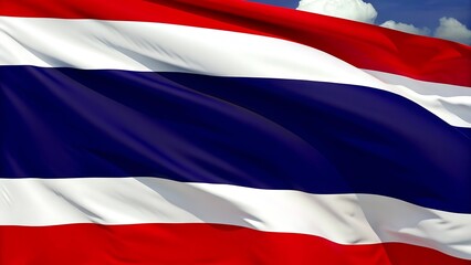 Close up of the national flag of thailand waving in the wind outdoors