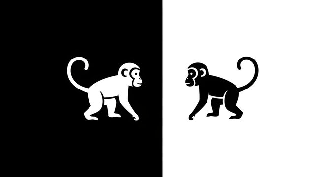 Black and White Monkey Icon