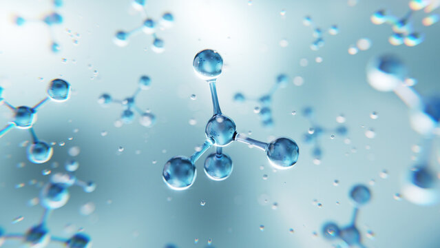 Abstract 3D scene showing radiant capsules with serum droplets, highlighting hydration, glow, and molecular skincare science in a premium cosmetic setting.