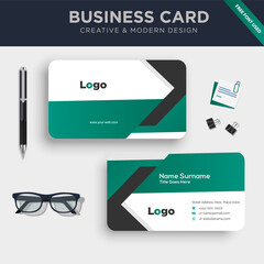Clean Minimal Red Business Card Template premium vector Design modern illustration for business