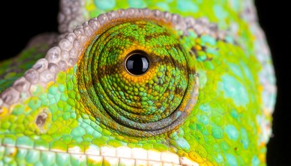 Veiled Chameleon's Eye: A Close-Up of Scales, Texture, and Intense Gaze