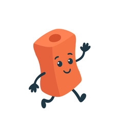 Cute cartoon pencil sharpener character, flat vector illustration
