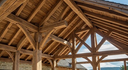 Masterful Timber Frame Craftsmanship with Exposed Oak Beams and Rafters