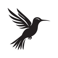 Obraz premium Graceful Hummingbird Silhouette Vector Art – Tiny Nectar-Feeding Bird with Rapid Wings, Minimal Black Outline Perfect for Floral Wildlife Themes, Nature Logos, Garden Decor, and Elegant Prints 