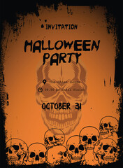Haunted Party Invitation Featuring Skull, and Creepy Ghosts