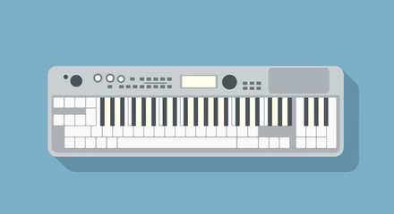 Creative music production home studio digital keyboard modern environment top-down view music concept for inspiration. Vector illustration