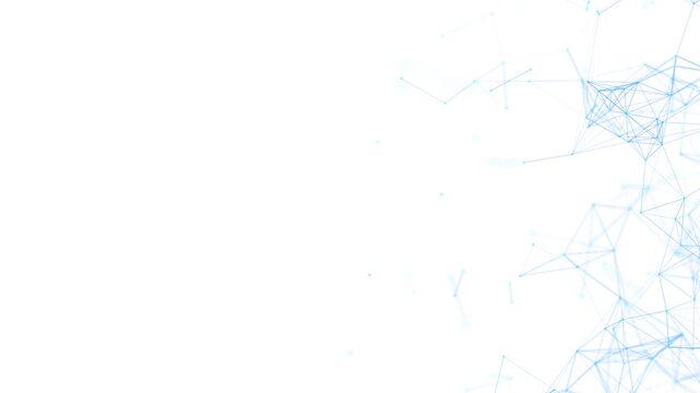 Abstract background with moving dots and lines. Network connection structure. Futuristic illustration. Digital technology design.