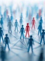 An artistic depiction of a diverse group of individuals standing together, representing unity and connection, with a focus on community and collaboration within a shared space.