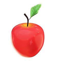 Ripe Red Apple 3D Clipart on Transparent Background - Health & Food