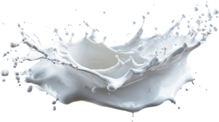 Dynamic liquid dairy splash with droplets captured in motion