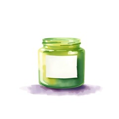 Green Glass Jar with Blank Label.
