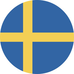 Naklejka premium National flag of Sweden. Circle flag icon. Swedish rounded flag in flat style.