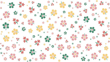 Seamless Floral Pattern with Colorful Blossoms on White Background