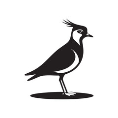 Elegant Lapwing Bird Vector Silhouette Artwork Featuring Graceful Crest and Distinctive Wing Patterns, Perfect for Nature-Inspired Designs, Wildlife Illustrations, Ornithology Projects, and Artistic D