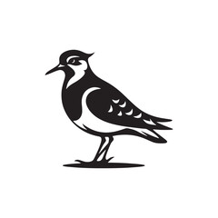 Elegant Lapwing Bird Vector Silhouette Artwork Featuring Graceful Crest and Distinctive Wing Patterns, Perfect for Nature-Inspired Designs, Wildlife Illustrations, Ornithology Projects, and Artistic D