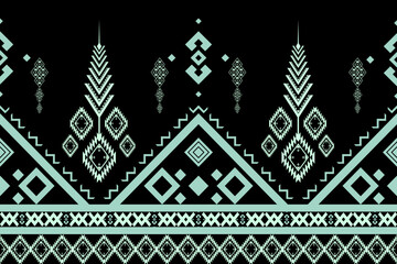 Black Jade Tribal Ethnic Geometric Pattern Seamless Vector, Traditional Ornamental Textile Art, Bohemian Style Design