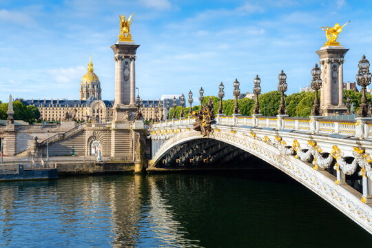 Pont Alexandre III bridge over the Seine river in Paris, France