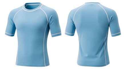 Light Blue Rash Guard or Performance T-Shirt Mockup - Front and Back View