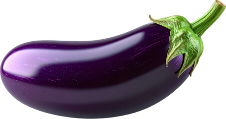 3D Eggplant Render with Transparent Background