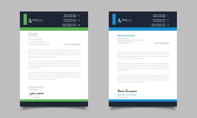Green And Blue Modern Business Letterhead Simple Clean Template Design
