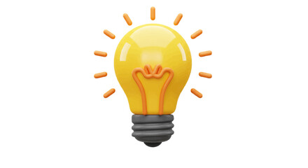 3D vector icon of a light bulb representing new business idea, plain white background