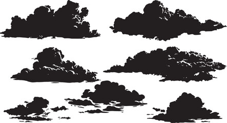Fototapeta premium Black Cloud Silhouettes | High-Quality Cloud Illustrations 