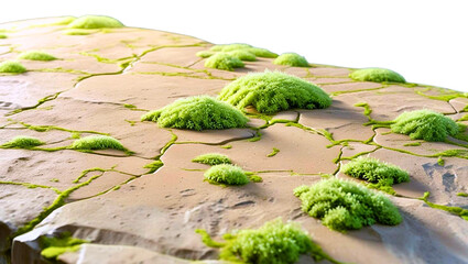 Abstract Stone Surface with Moss Texture and Earthy Tones, PNG Transparent Background