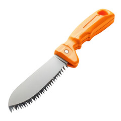 Obraz premium Orange handled pruning saw sharp blade gardening tool