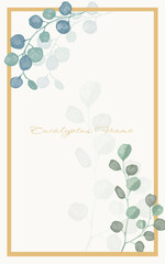 Watercolor Eucalyptus Frame Botanical Greenery Border Clipart for Wedding Invitations and Elegant Designs
