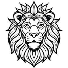 Vector art of lion face with a majestic mane, isolated on white background