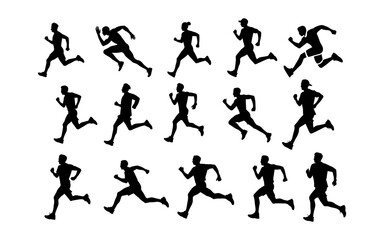 Dynamic Running Silhouettes of Athletes in Various Running Poses