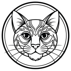 Obraz premium Vector art of cat face in circle isolated on white background