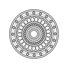 "Traditional Symmetrical Mandala Design Outline",