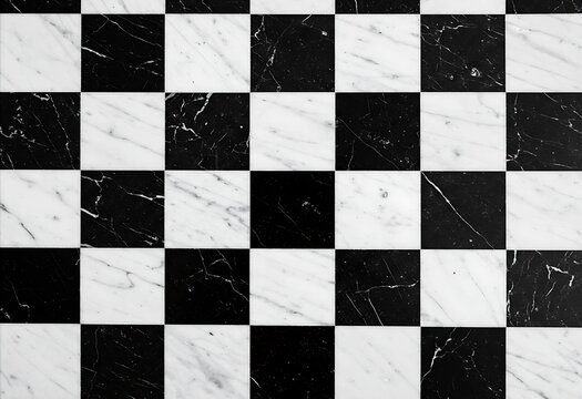 Black and white marble checkerboard pattern texture chessboard background