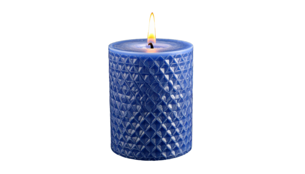 Elegant Blue Diamond Pattern Pillar Candle: Perfect for Home Decor and Relaxation
