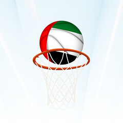 United Arab Emirates Flag Basketball Scoring Through Hoop.